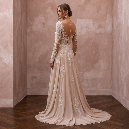 Nude Wedding Dresses with Illusion Lace Bodices
