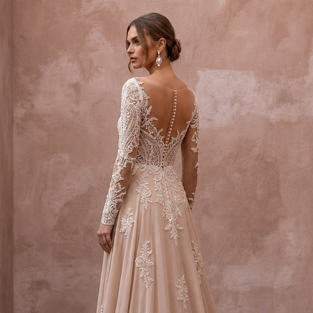 Nude Wedding Dresses with Illusion Lace Bodices