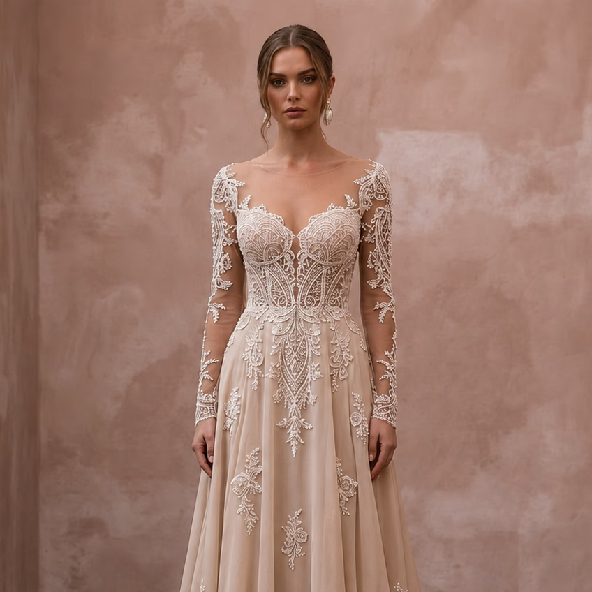 Nude Wedding Dresses with Illusion Lace Bodices Secondary image