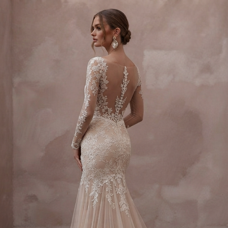 Nude Wedding Dresses with Illusion Lace Details