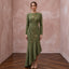 Olive Green Stretch Crepe Asymmetrical Hem Long Sleeve Dress - Apparel & Accessories > Clothing > Wedding & Bridal Party Dresses > Wedding Dresses - Mignonette Bridal