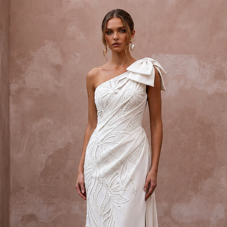 One Shoulder Wedding Dresses with Fashion - Forward Style - Apparel & Accessories > Clothing > Wedding & Bridal Party Dresses > Wedding Dresses - Mignonette Bridal