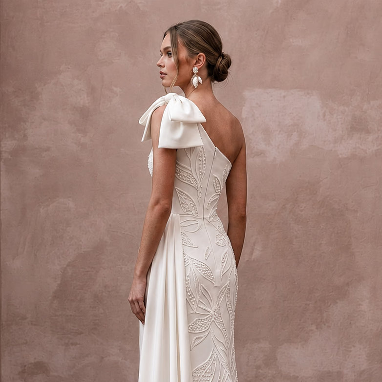 One Shoulder Wedding Dresses with Fashion - Forward Style - Apparel & Accessories > Clothing > Wedding & Bridal Party Dresses > Wedding Dresses - Mignonette Bridal