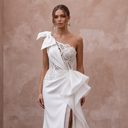 One Shoulder Wedding Dresses with Modern Couture Style