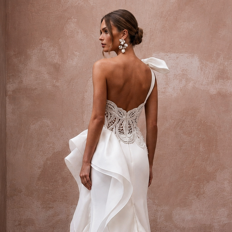 One Shoulder Wedding Dresses with Modern Couture Style