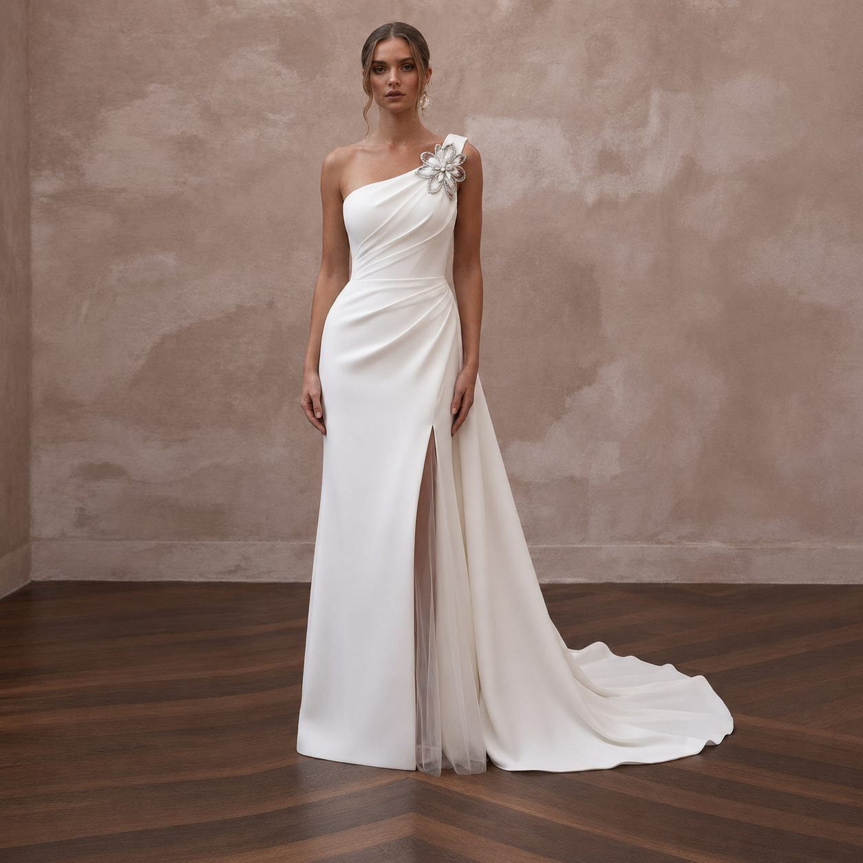One Shoulder Wedding Dresses with Modern Glamour Main image