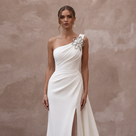 One Shoulder Wedding Dresses with Modern Glamour