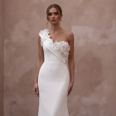 One Shoulder Wedding Dresses with Modern Luxury Appeal - Apparel & Accessories > Clothing > Wedding & Bridal Party Dresses > Wedding Dresses - Mignonette