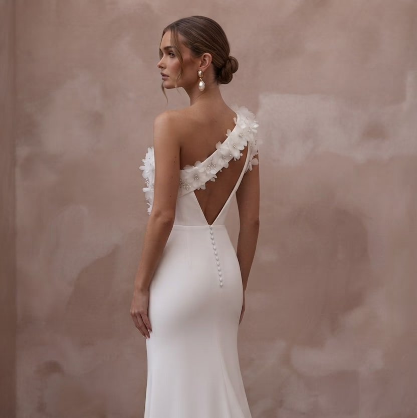 One Shoulder Wedding Dresses with Modern Luxury Appeal - Apparel & Accessories > Clothing > Wedding & Bridal Party Dresses > Wedding Dresses - Mignonette