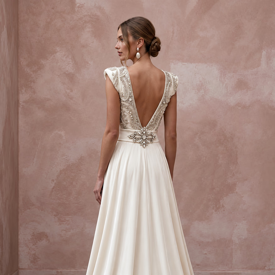 Opulent Ivory Velvet Palazzo Bridal Jumpsuit for Winter Rehearsal