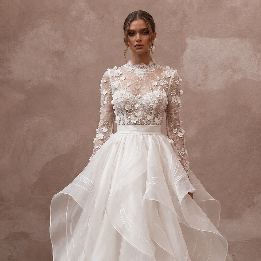 Organza A-Line Wedding Dresses with Airy Volume