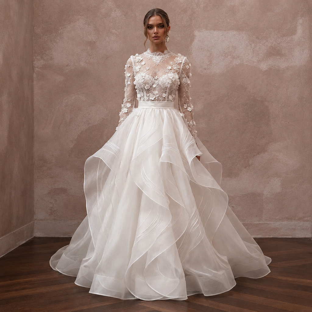 Organza A-Line Wedding Dresses with Airy Volume