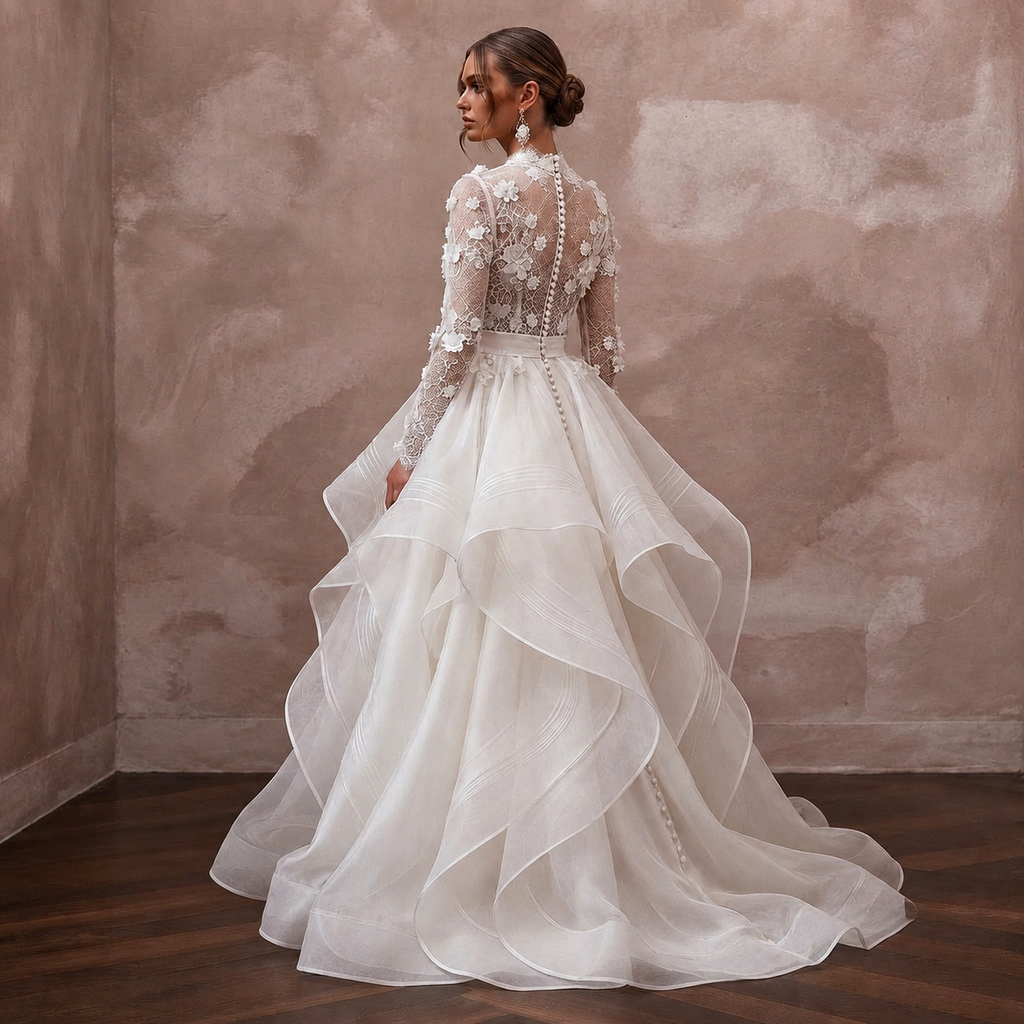 Organza A-Line Wedding Dresses with Airy Volume