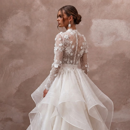 Organza A - Line Wedding Dresses with Airy Volume - Apparel & Accessories > Clothing > Wedding & Bridal Party Dresses > Wedding Dresses - Mignonette Bridal