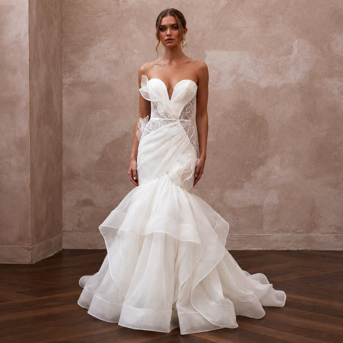 Organza Mermaid Wedding Dresses with Contemporary Style - Apparel & Accessories > Clothing > Wedding & Bridal Party Dresses > Wedding Dresses - Mignonette Bridal Main image