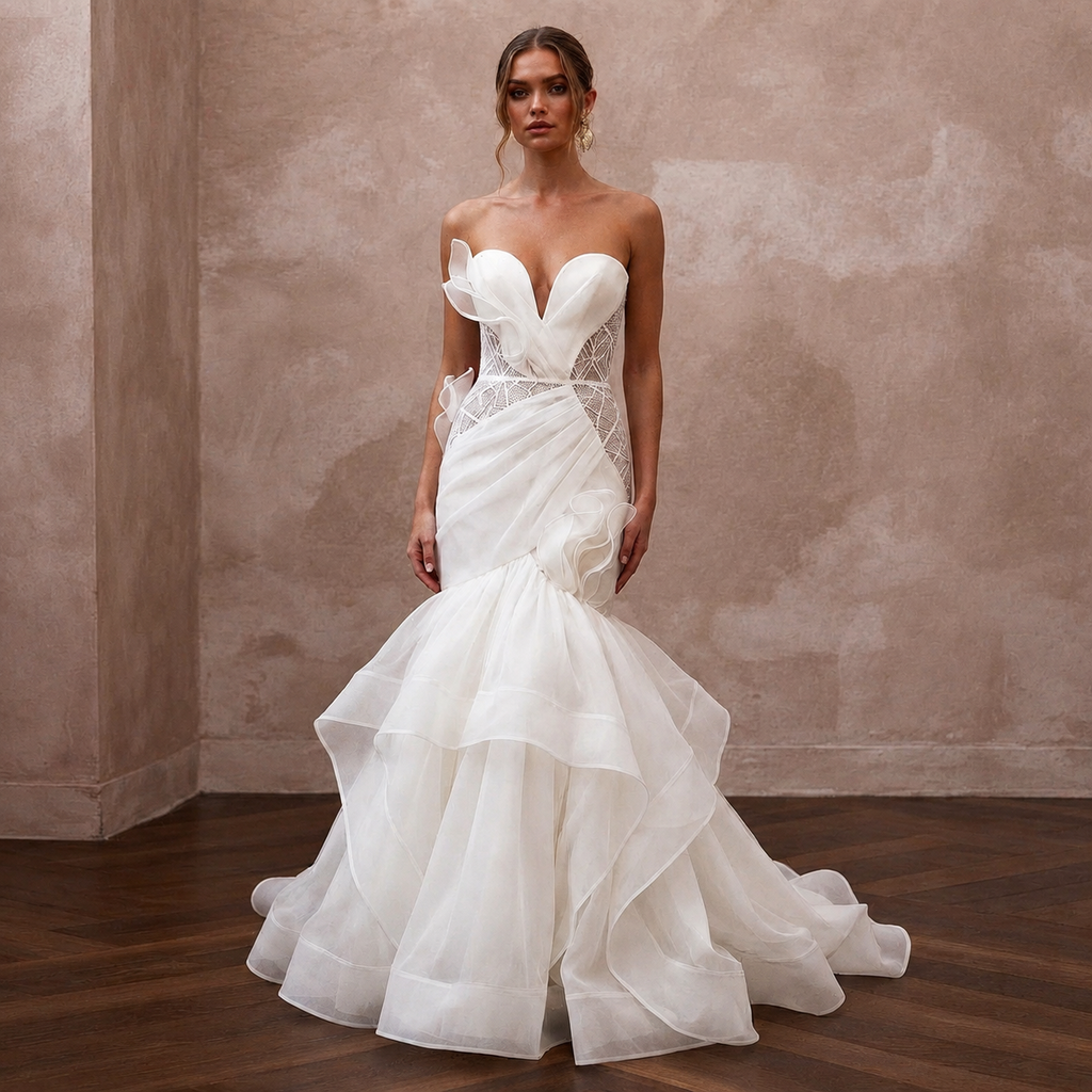 Organza Mermaid Wedding Dresses with Contemporary Style