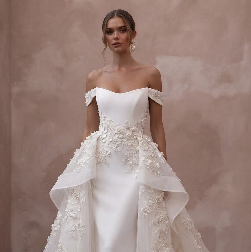 Overskirt Wedding Dresses with Dramatic Bridal Looks - Apparel & Accessories > Clothing > Wedding & Bridal Party Dresses > Wedding Dresses - Mignonette