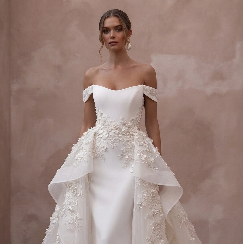Overskirt Wedding Dresses with Dramatic Bridal Looks