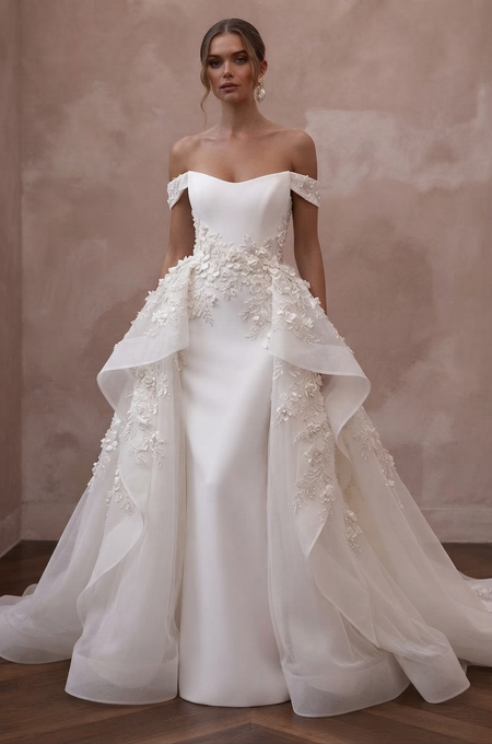 Overskirt Wedding Dresses with Dramatic Bridal Looks - Apparel & Accessories > Clothing > Wedding & Bridal Party Dresses > Wedding Dresses - Mignonette
