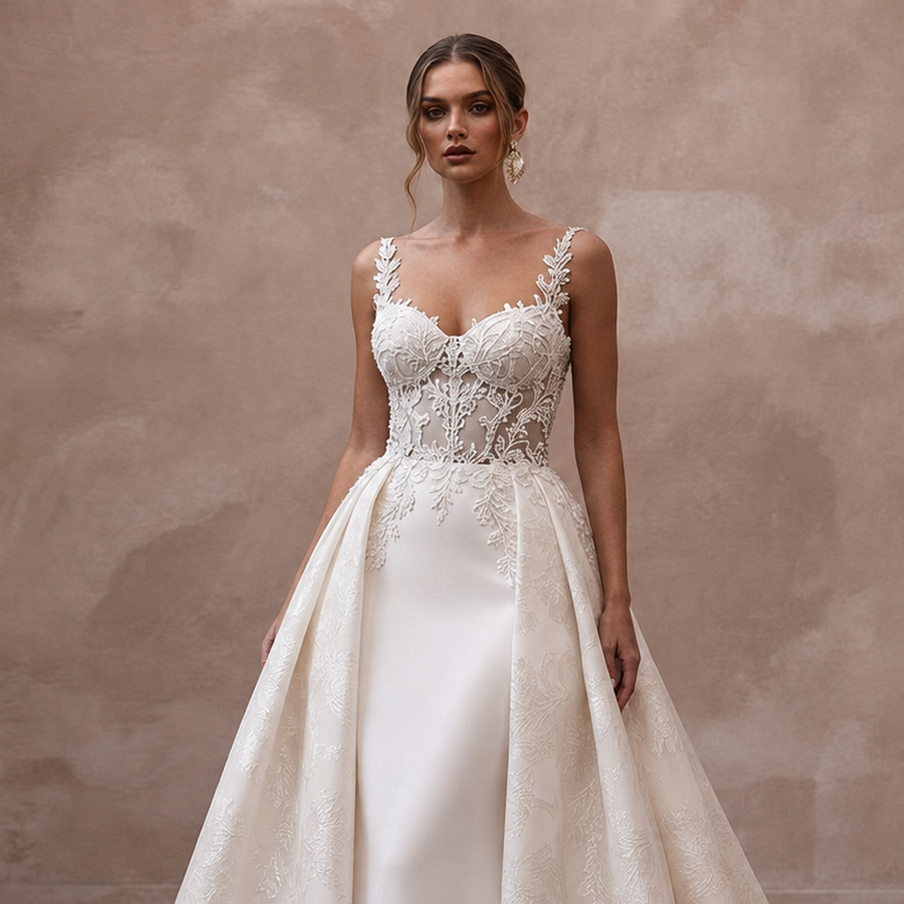 Overskirt Wedding Dresses with Elegant Two-Look Designs