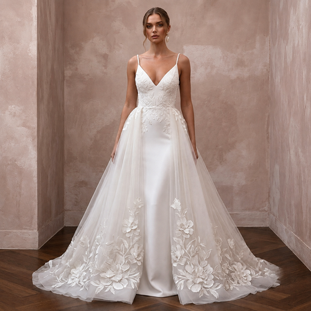 Overskirt Wedding Dresses with Two-in-One Bridal Looks