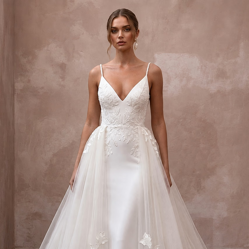 Overskirt Wedding Dresses with Two - in - One Bridal Looks - Apparel & Accessories > Clothing > Wedding & Bridal Party Dresses > Wedding Dresses - Mignonette Bridal