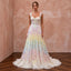 Pastel Rainbow Embroidered Tulle Wedding Dress for Pride Vow Renewal