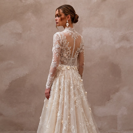 Pastoral Lace Wedding Gown for a Spring Wedding