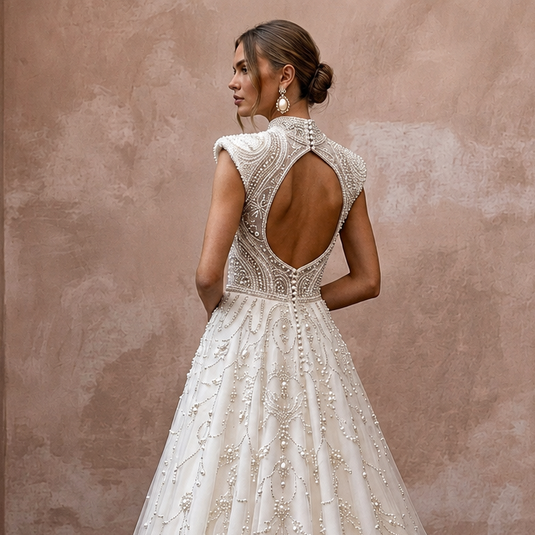 Pearl Beaded Wedding Dresses with Classic Romance