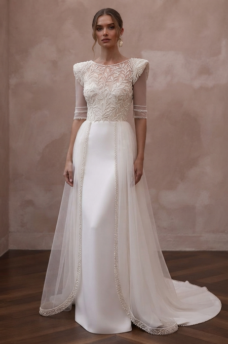 Pearl Trim Wedding Dresses with Sophisticated Details