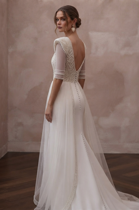 Pearl Trim Wedding Dresses with Sophisticated Details