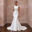 Pearl White Satin Basque Waist Fit-and-Flare Gown for Black Tie Wedding