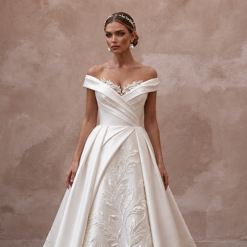 Pearl White Wedding Dresses with Elegant Satin Designs