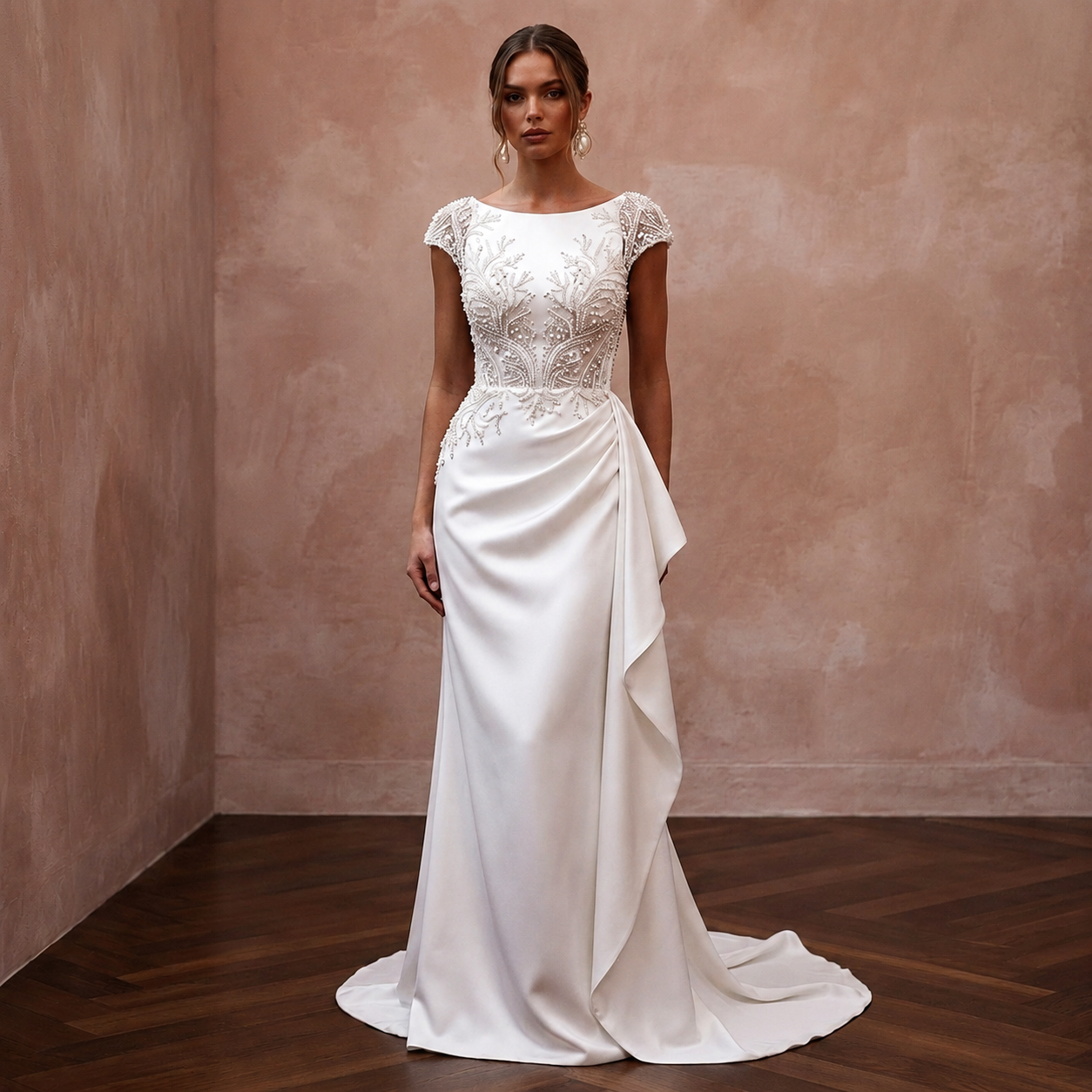 Pearl White Wedding Dresses with Elegant Satin Finish Main image