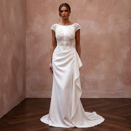 Pearl White Wedding Dresses with Elegant Satin Finish