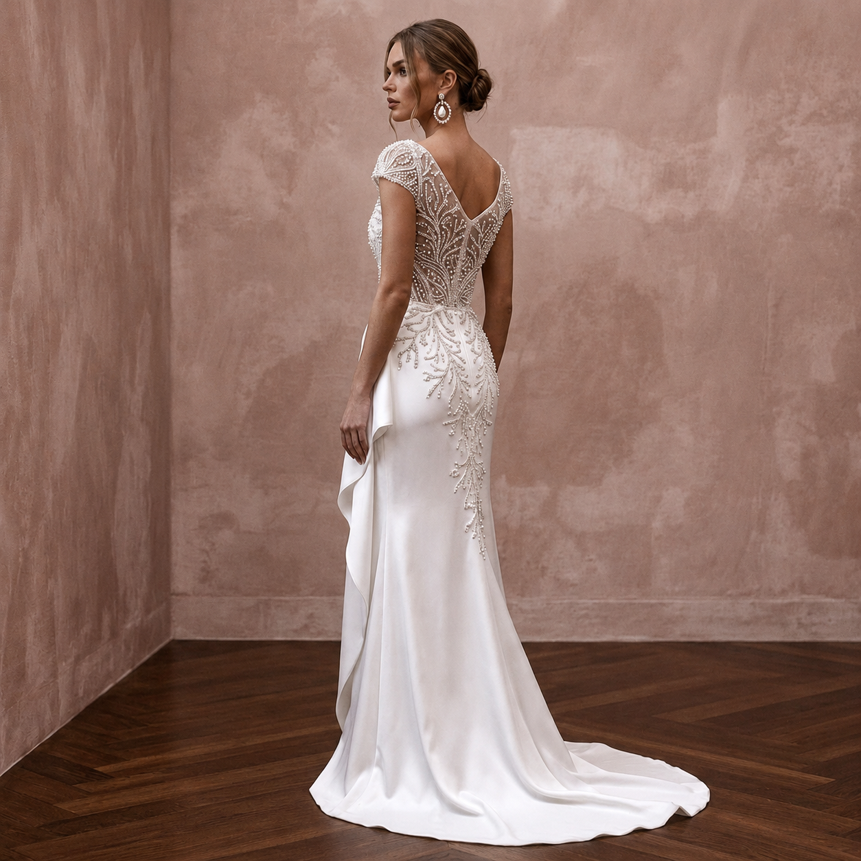 Pearl White Wedding Dresses with Elegant Satin Finish Secondary image