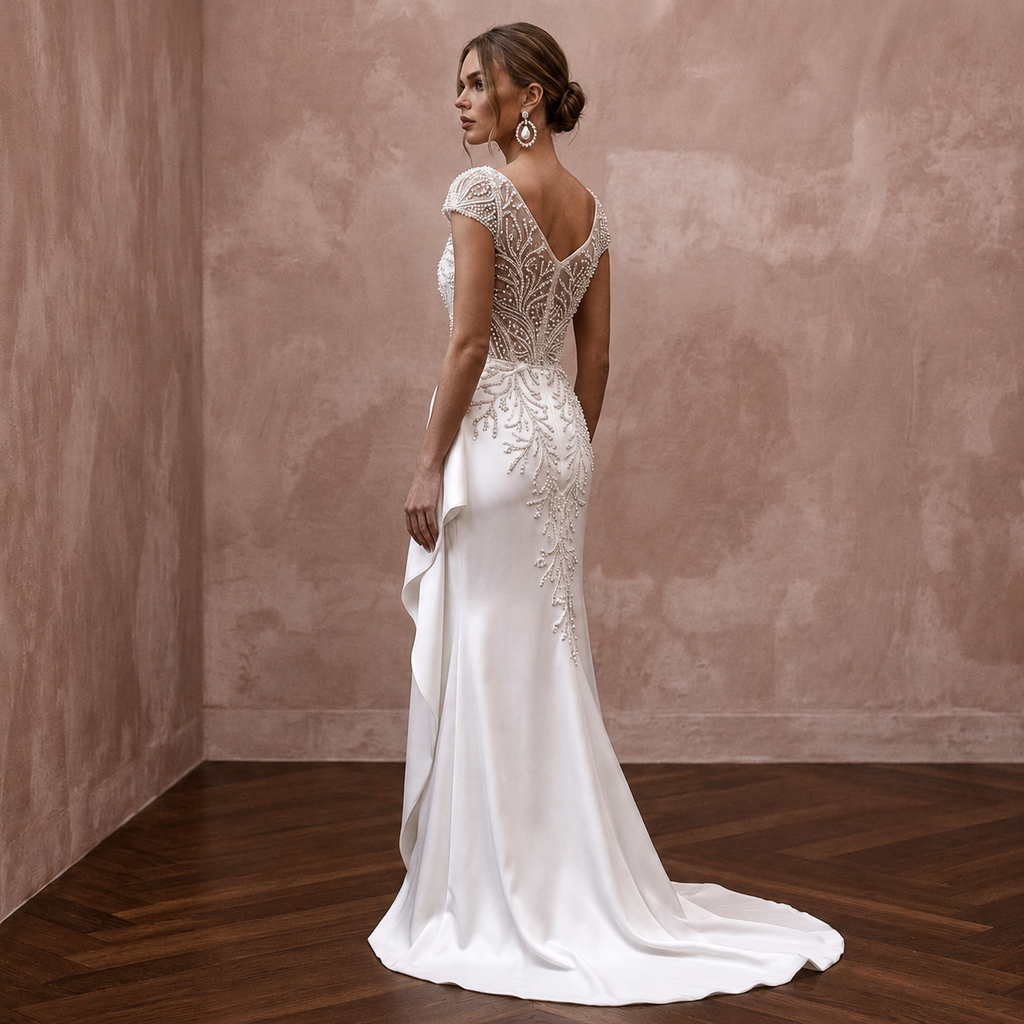 Pearl White Wedding Dresses with Elegant Satin Finish