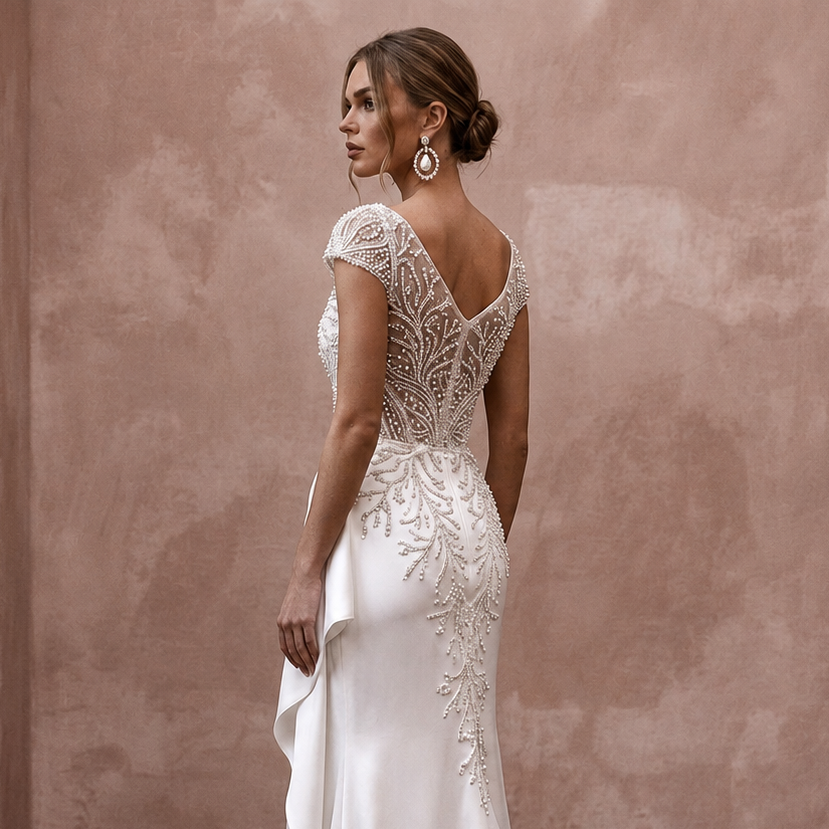 Pearl White Wedding Dresses with Elegant Satin Finish