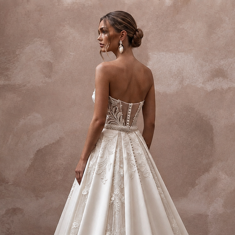 Pearl White Wedding Dresses with Elegant Satin Finish