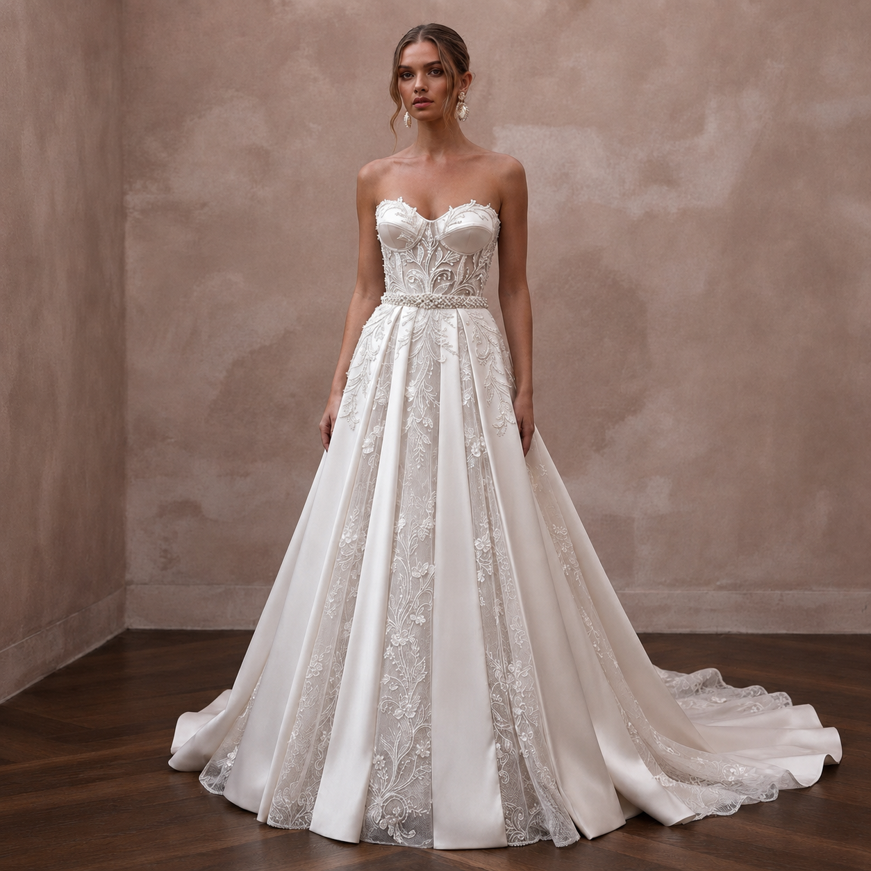 Pearl White Wedding Dresses with Elegant Satin Finish