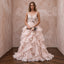 Petite Blush Pink Organza Tiered Ruffle Skirt Elopement Gown