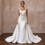 Petite Ivory Mikado Fit-and-Flare Gown with Detachable Train