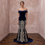 Petite Navy Blue Velvet Off - the - Shoulder Fit - and - Flare Dress - Apparel & Accessories > Clothing > Wedding & Bridal Party Dresses > Wedding Dresses - Mignonette Bridal