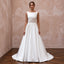 Petite Pure White Mikado Silk Bateau Neckline A-Line Wedding Dress