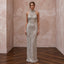 Petite Silver Sequin High-Neck Column Dress for New Year's Eve Party
