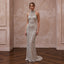 Petite Silver Sequin High-Neck Column Dress for New Year's Eve Party