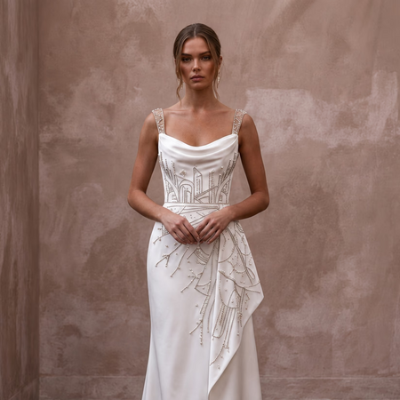 Petite Simple Satin Wedding Dress for a Civil Wedding