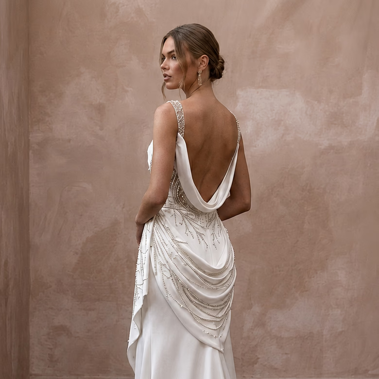 Petite Simple Satin Wedding Dress for a Civil Wedding
