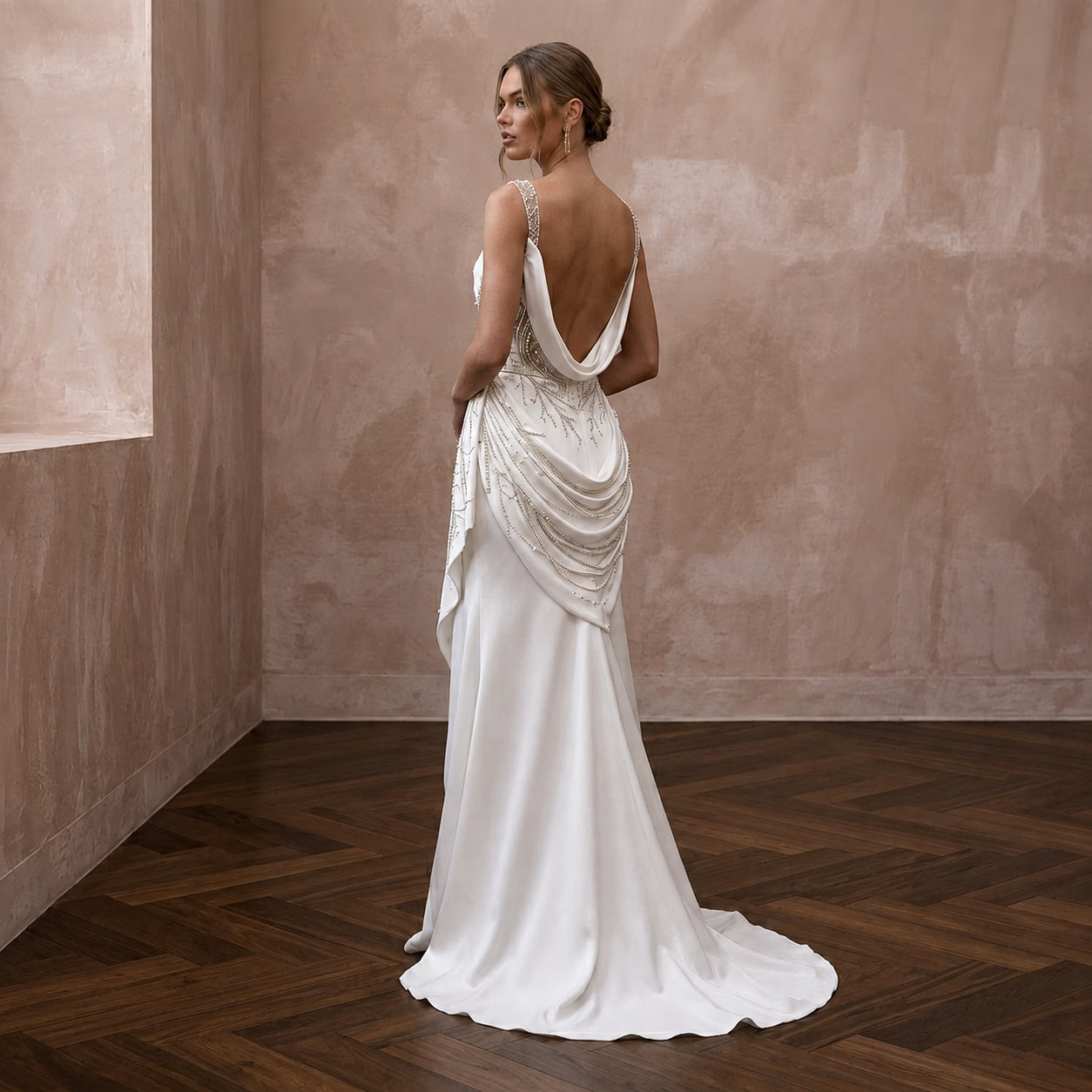 Petite Simple Satin Wedding Dress for a Civil Wedding