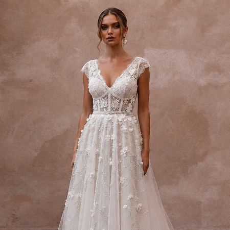 Petite Tulle Wedding Dress with A-Line Silhouette